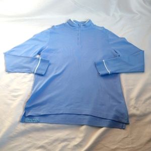 Robert Graham Light Blue White Trim Cotton Quarter Zip Pullover Sweater